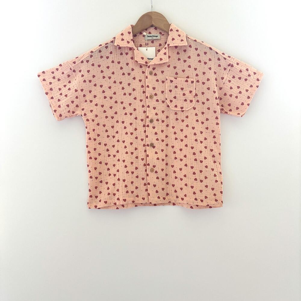 Brand New, Tocoto Vintage, Size 10, Girls Shirt, Pink with Red Hearts